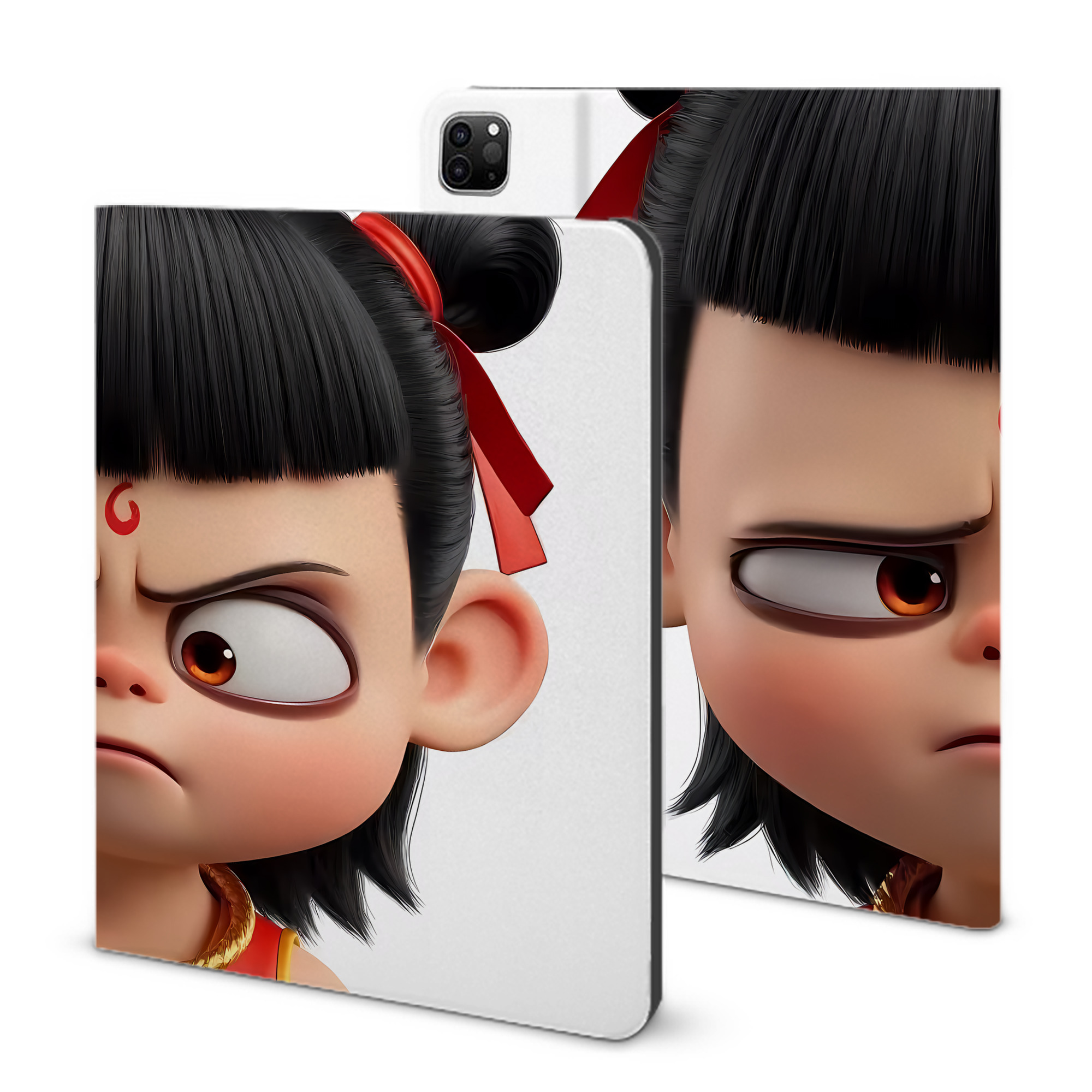 （画像用） Ne Zha 2 ナタ 魔童の大暴れ IPad ケース ブック型 PUレザー TPU 耐衝撃 軽量 薄型 ペン収納なし 全面保護 IPad 各モデル対応